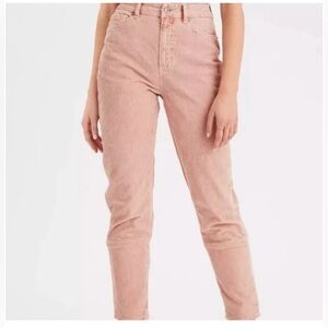 American Eagle Outfitters pink corduroy mom jeans